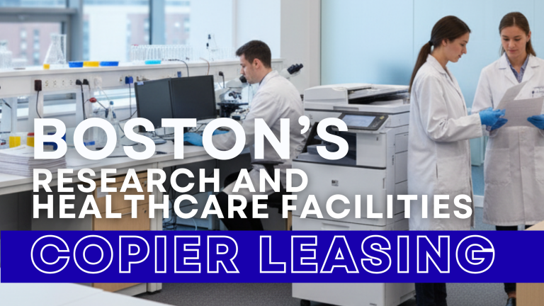 Boston healthcare and research lab with professionals using a copier
