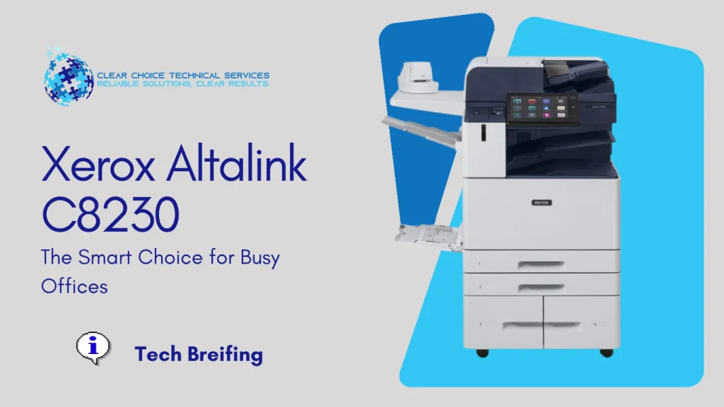 Xerox AltaLink C8230 multi-function printer with high-capacity trays and touchscreen at 407 Washington Street, Boston, MA.